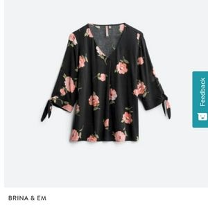 Floral Tie Sleeve Top